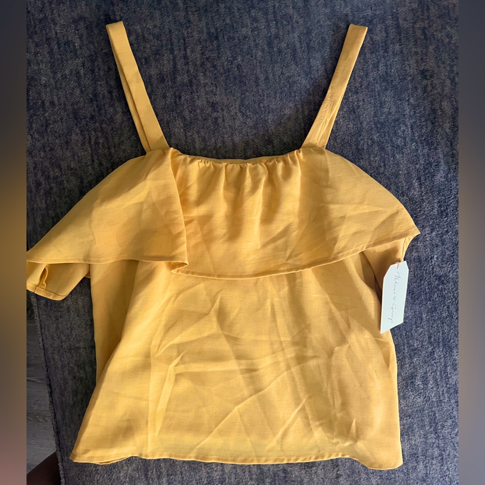 Gold ruffle tank top